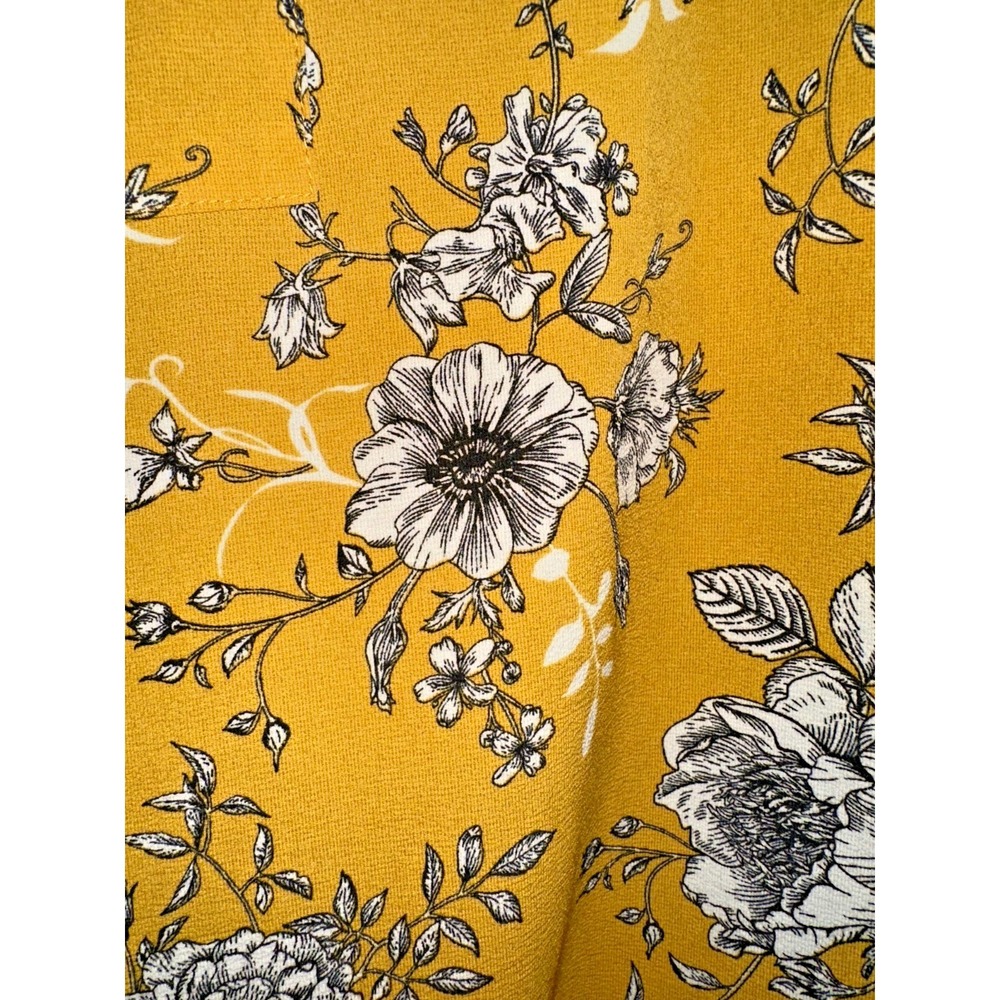 Available by Angela Fashion Womens Yellow Floral Boutique Long Sleeve Top Large - Picture 2 of 4